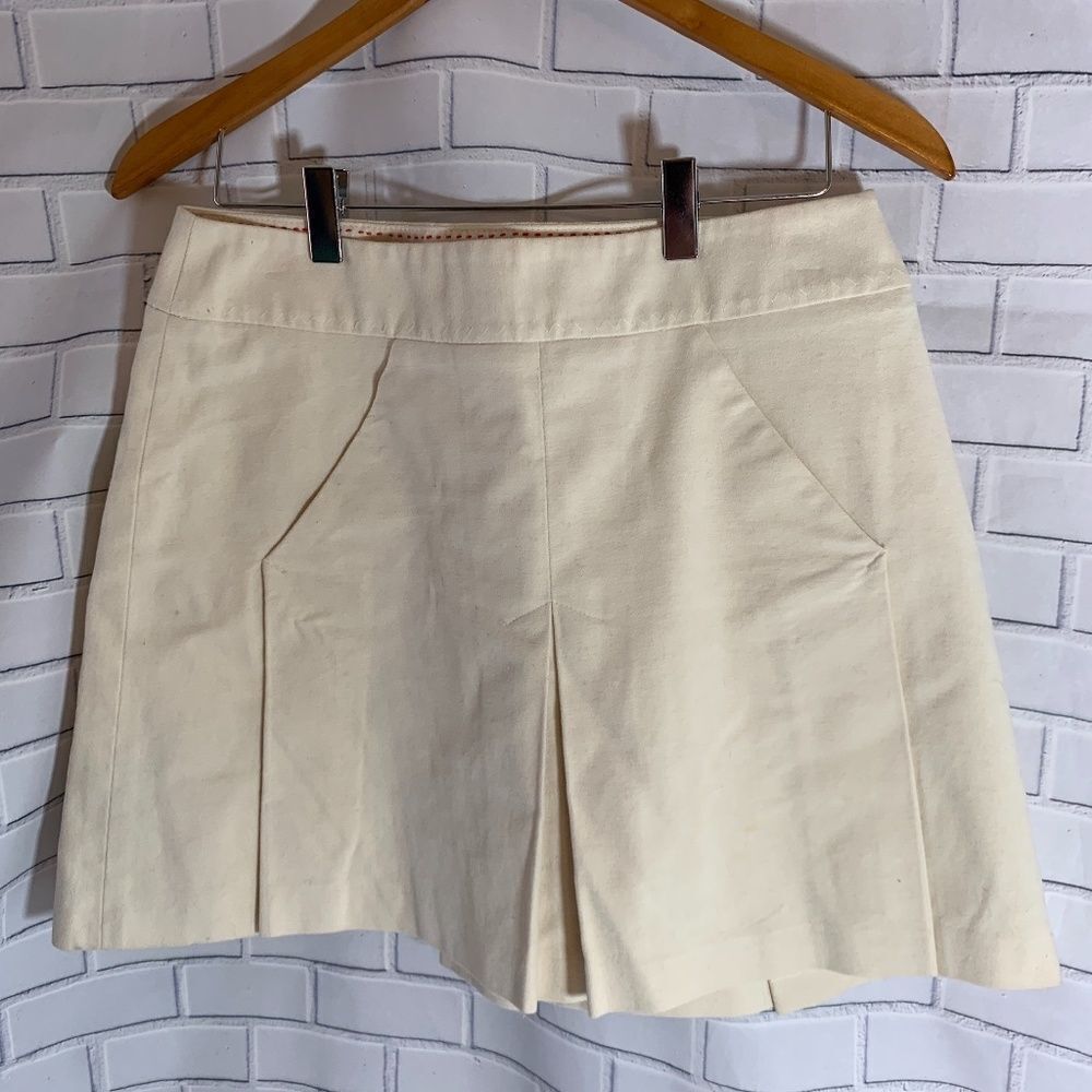 Anthro Elevenses Winter White Pleated Skirt Sz‎